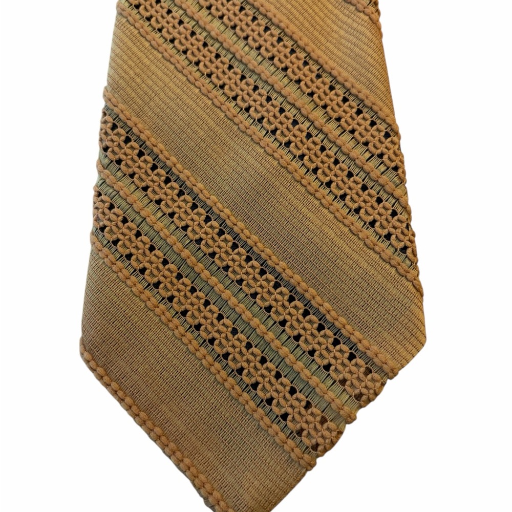 Elegant Brown Striped Men's Tie Textile Vintage Knit Rare